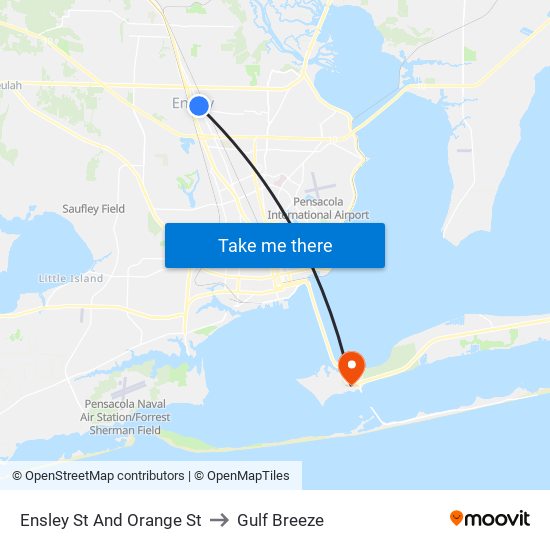 Ensley St And Orange St to Gulf Breeze map