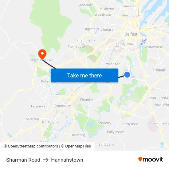 Sharman Road to Hannahstown map
