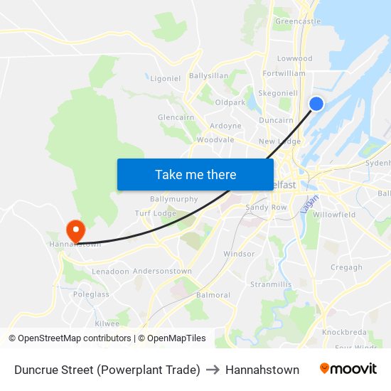 Duncrue Street (Powerplant Trade) to Hannahstown map