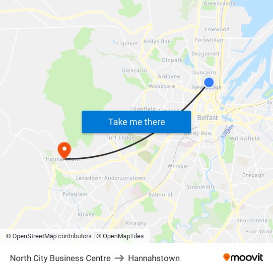North City Business Centre to Hannahstown map