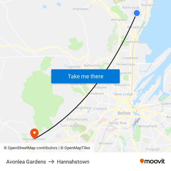 Avonlea Gardens to Hannahstown map