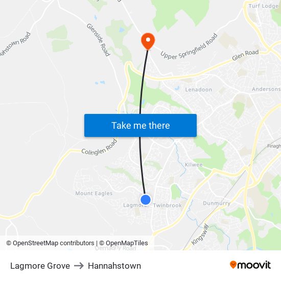 Lagmore Grove to Hannahstown map