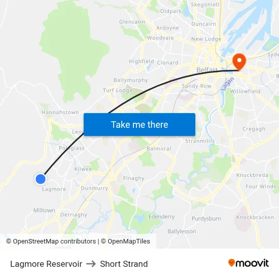 Lagmore Reservoir to Short Strand map
