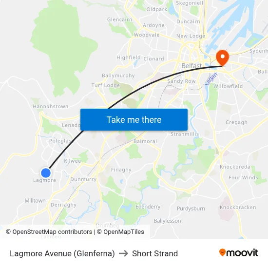 Lagmore Avenue (Glenferna) to Short Strand map