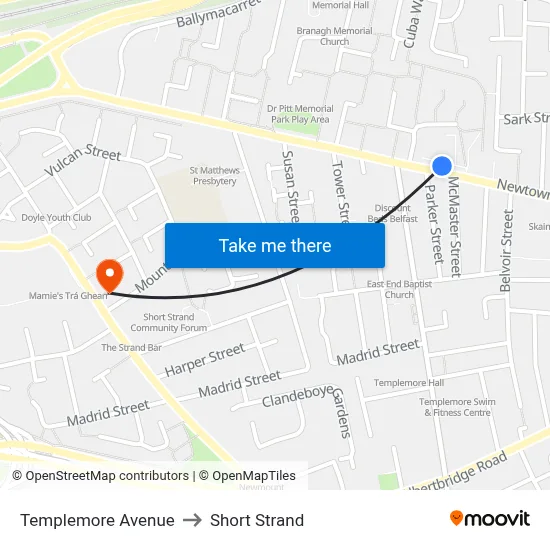 Templemore Avenue to Short Strand map