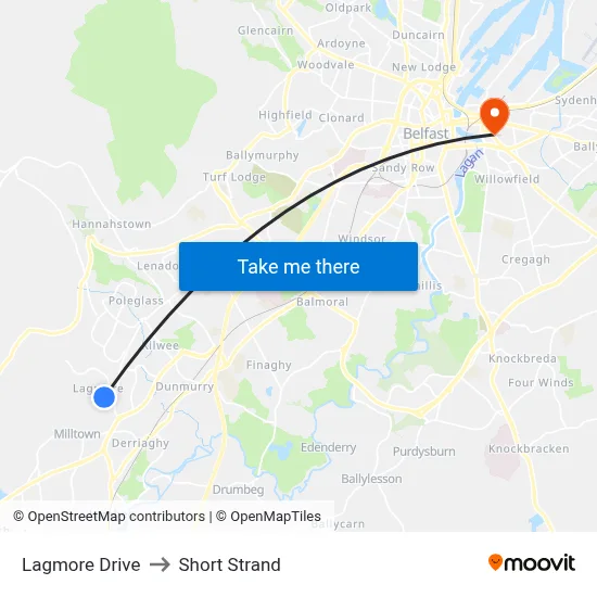 Lagmore Drive to Short Strand map