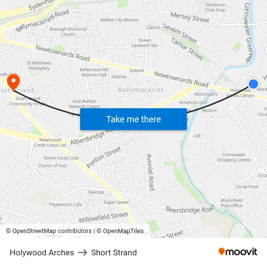Holywood Arches to Short Strand map