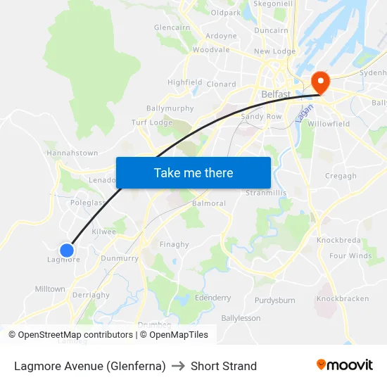 Lagmore Avenue (Glenferna) to Short Strand map