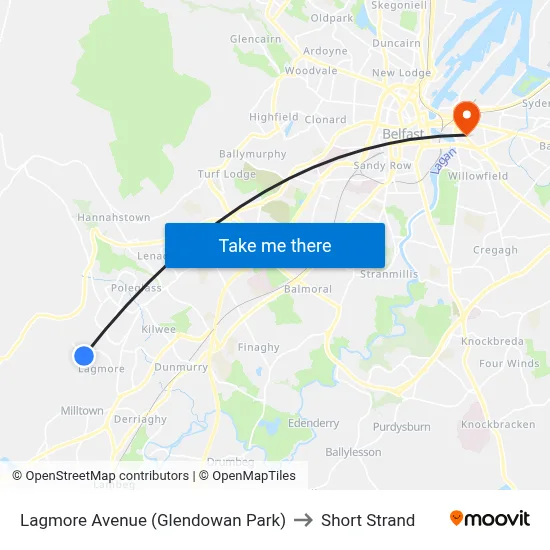 Lagmore Avenue (Glendowan Park) to Short Strand map