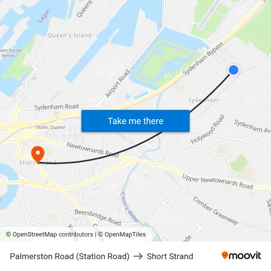 Palmerston Road (Station Road) to Short Strand map