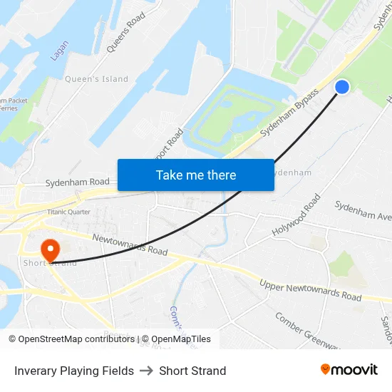 Inverary Playing Fields to Short Strand map