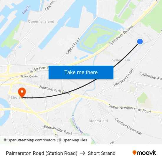 Palmerston Road (Station Road) to Short Strand map