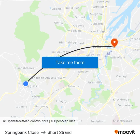 Springbank Close to Short Strand map