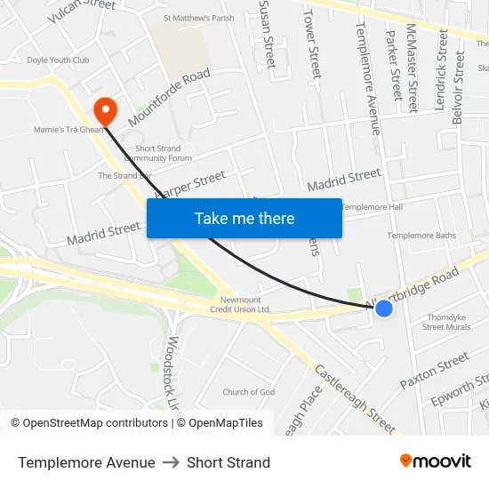 Templemore Avenue to Short Strand map
