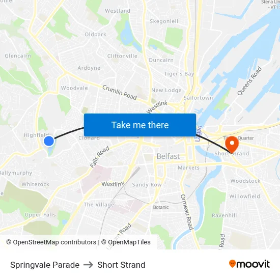 Springvale Parade to Short Strand map