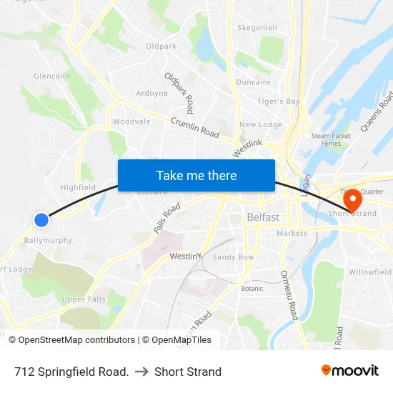 712 Springfield Road. to Short Strand map