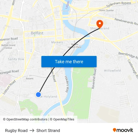 Rugby Road to Short Strand map