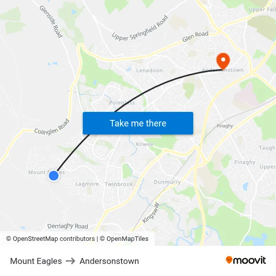 Mount Eagles to Andersonstown map