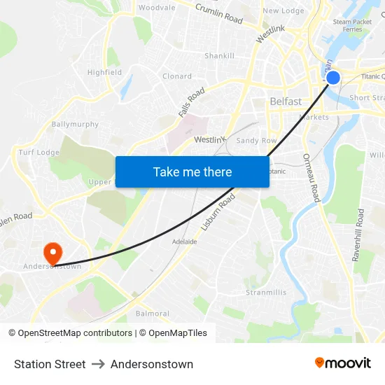 Station Street to Andersonstown map