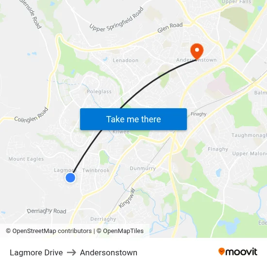 Lagmore Drive to Andersonstown map