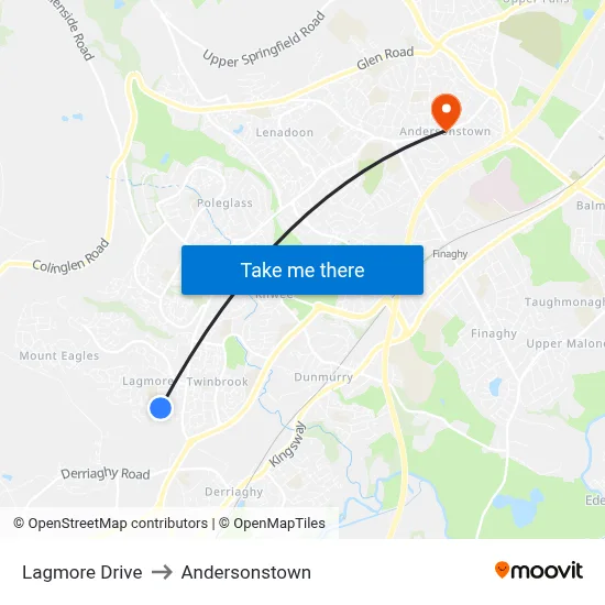 Lagmore Drive to Andersonstown map