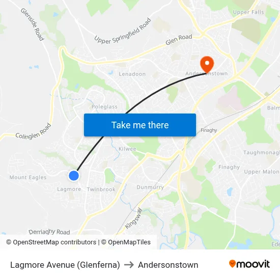 Lagmore Avenue (Glenferna) to Andersonstown map