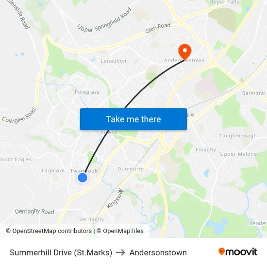 Summerhill Drive (St.Marks) to Andersonstown map