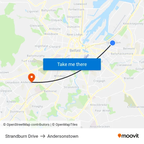 Strandburn Drive to Andersonstown map