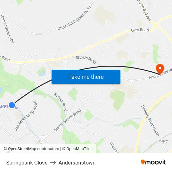 Springbank Close to Andersonstown map