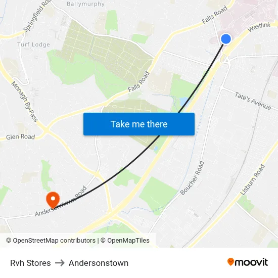 Rvh Stores to Andersonstown map