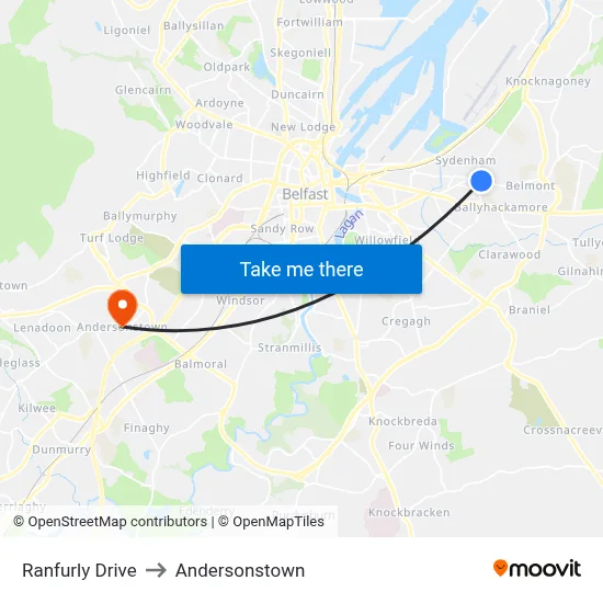 Ranfurly Drive to Andersonstown map