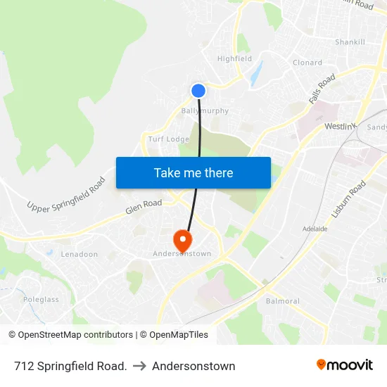 712 Springfield Road. to Andersonstown map