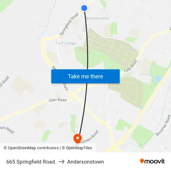 665 Springfield Road. to Andersonstown map
