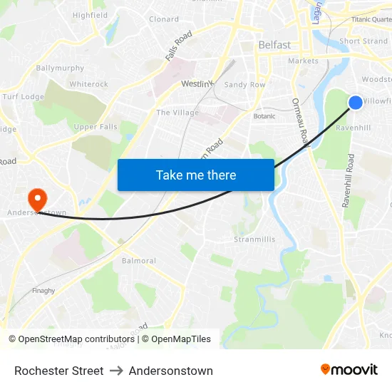 Rochester Street to Andersonstown map