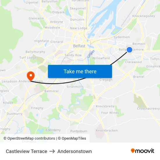 Castleview Terrace to Andersonstown map