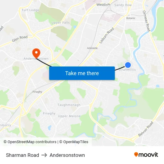 Sharman Road to Andersonstown map