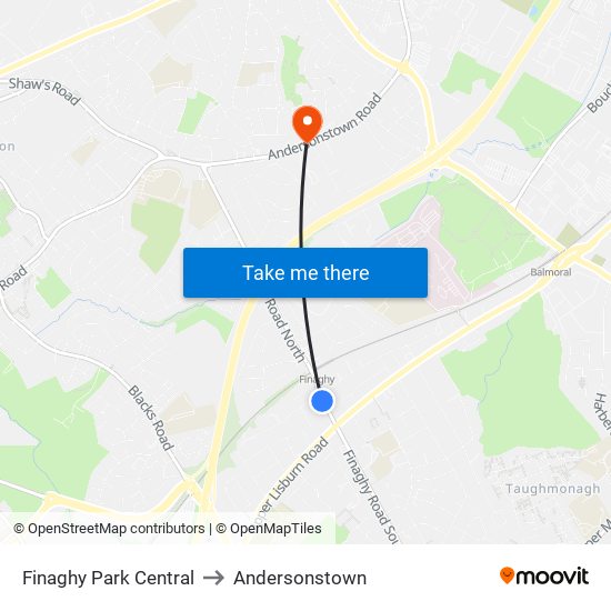 Finaghy Park Central to Andersonstown map