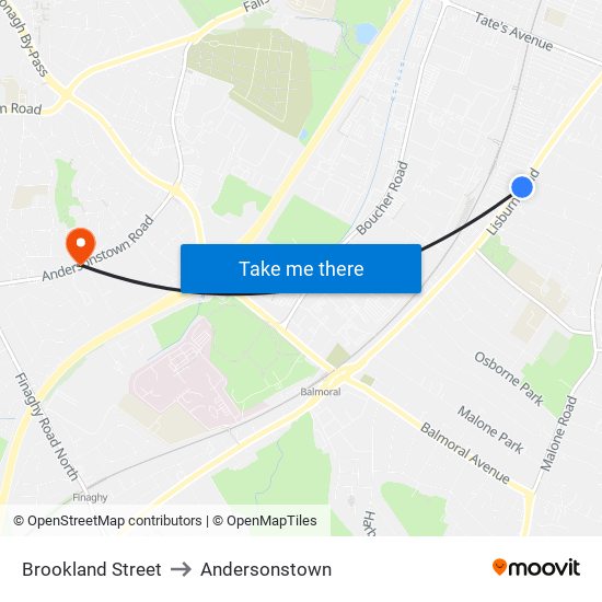 Brookland Street to Andersonstown map