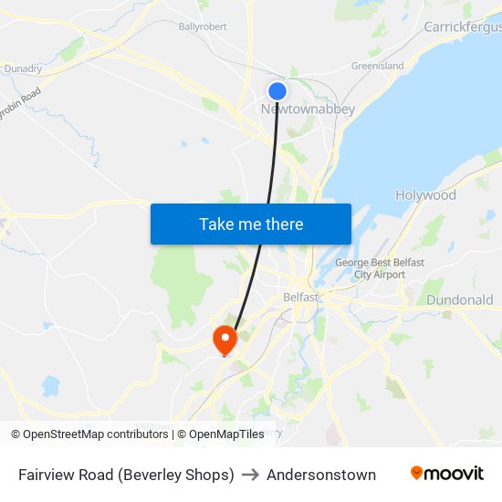 Fairview Road (Beverley Shops) to Andersonstown map