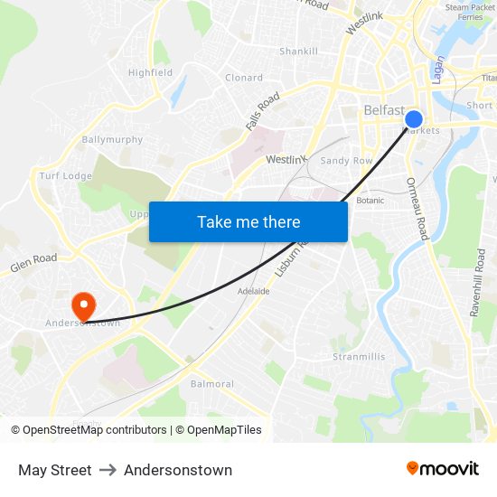 May Street to Andersonstown map