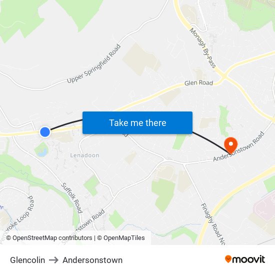 Glencolin to Andersonstown map