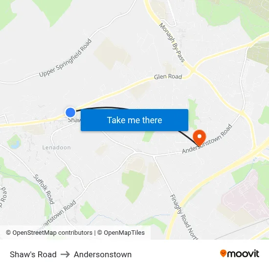 Shaw's Road to Andersonstown map