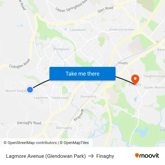 Lagmore Avenue (Glendowan Park) to Finaghy map