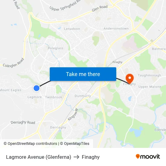 Lagmore Avenue (Glenferna) to Finaghy map