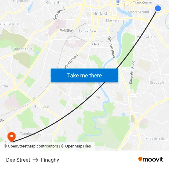 Dee Street to Finaghy map