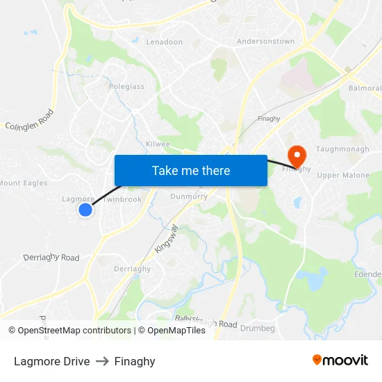 Lagmore Drive to Finaghy map