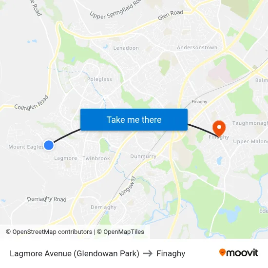Lagmore Avenue (Glendowan Park) to Finaghy map