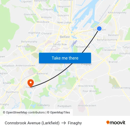 Connsbrook Avenue (Larkfield) to Finaghy map