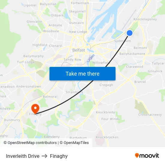 Inverleith Drive to Finaghy map