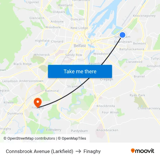 Connsbrook Avenue (Larkfield) to Finaghy map